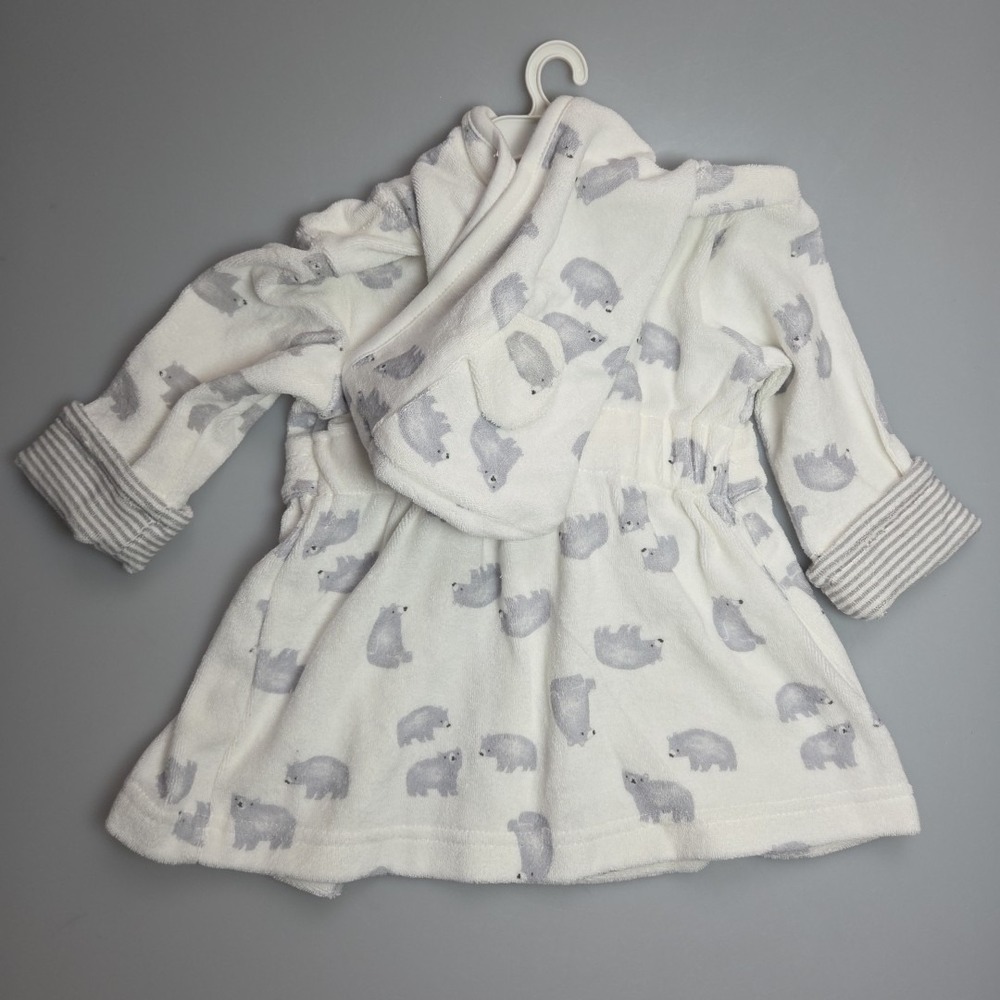 Carter's Just One You Baby Bear Bath Robe White 0-9 Months Boy Or Girl New - Picture 2 of 3